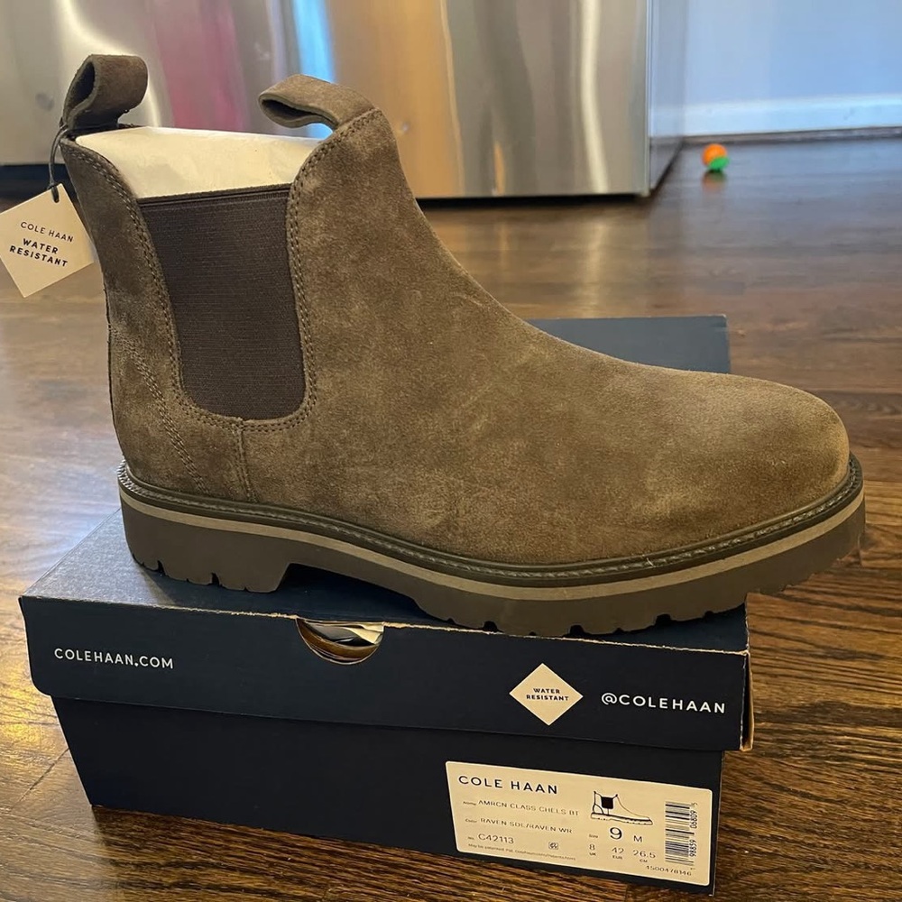 Cole Haan Men's Olive Suede Chelsea Boots